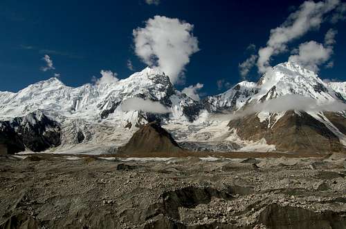 The Bal range range as viewed from our base camp on the north side of the Hispar glacier