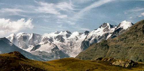 Bernina group seen from Alp Languard