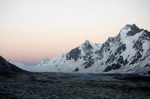 Sunset over the Hispar Glacier, Pakistan