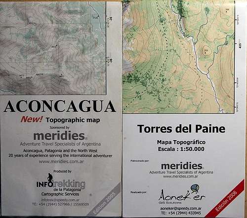 Meridies Maps - Aconcagua & Torres del Paine