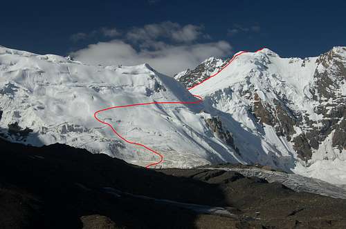 North-eastern ridge: traverse route