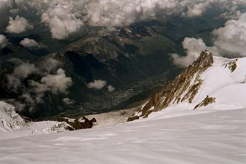 View to Chamonix from Top of Mont Blanc