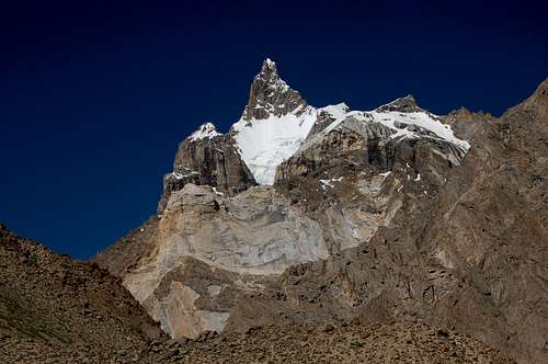 Prominant unnamed peak seen above Pumari Chhish glacier