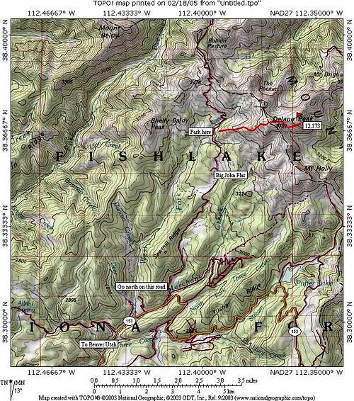 Delano Peak map