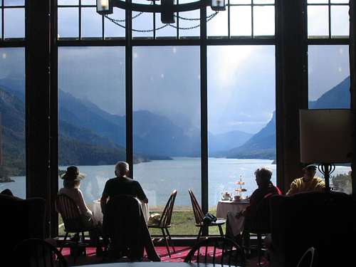 Waterton Lakes from inside restaurant