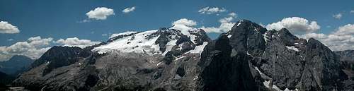 The Marmolada Massif as seen from Col da Cuc