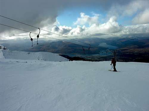 Skiing on Aonach Mor