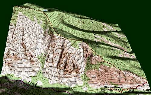 3D Topo of Mill Point Route