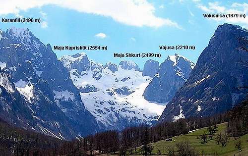 Prokletije peaks above Grbaja Valley