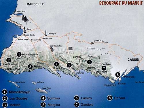 Map of Les Calanques