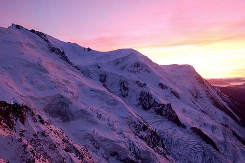 The Mont Blanc massif from the Abri Simond hut at sunset