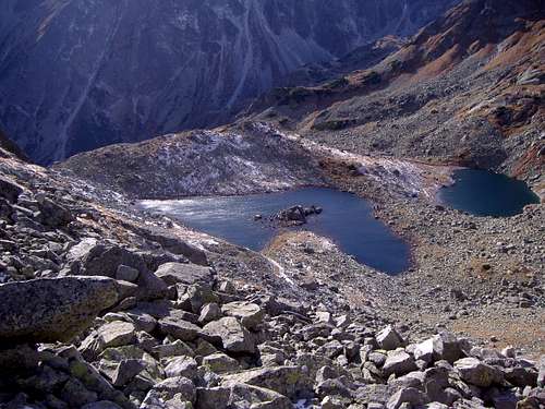 Great and small frog lakes under Rysy peak