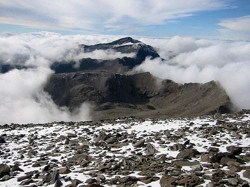 Looking west from near the summit of Mulhacén towards 3394m Veleta