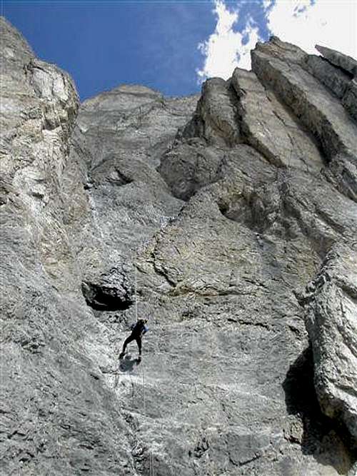 Rappelling off of Mt. Louis...