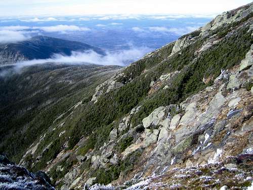 looking down the side of Mt. Lafayette