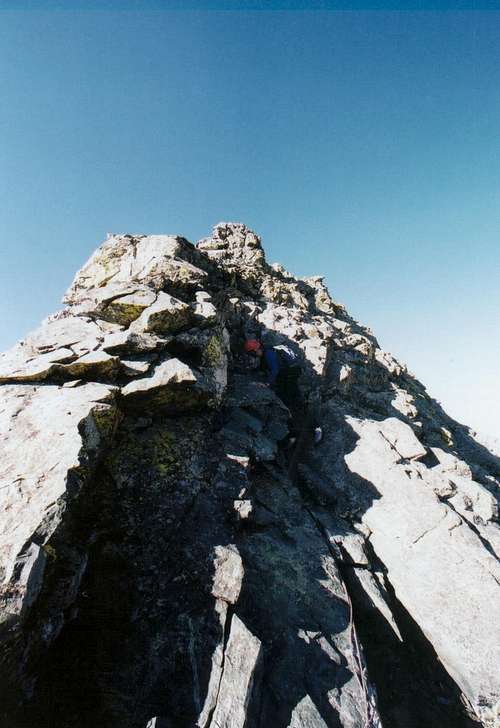 Crux down climb off of L Bear