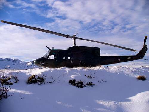Austrian army helicopter UH-1 at Gjaidalm