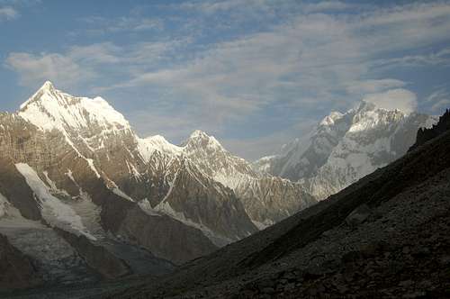 Kunyang Chhish East (right) as seen from the East Jutmo Glacier