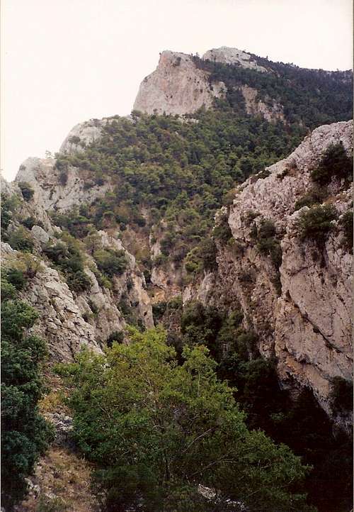 Gkouras gorge in the foreground and Arma peak at the upper part of the photo