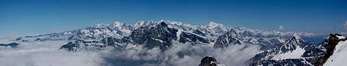Panorama on Pennine Alps from Helsenhorn