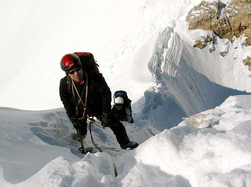 Jubiläumsgrat in Winter: Difficult climbing