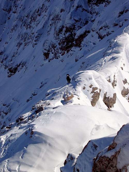 Jubiläumsgrat in Winter: The summit ridge