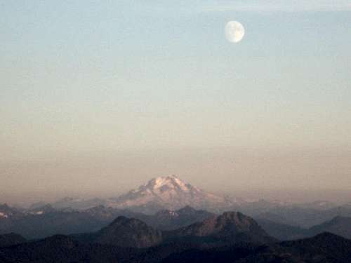 Moon over Glacier Peak