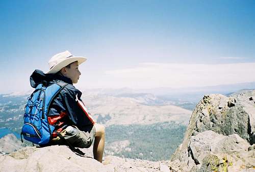 My son, Ian, atop 10,381' Round Top peak near Carson Pass south of Lake Tahoe on Hiway 88