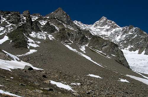 The ridge culminating in  Aiguille des Glaciers <i>3817m</i>