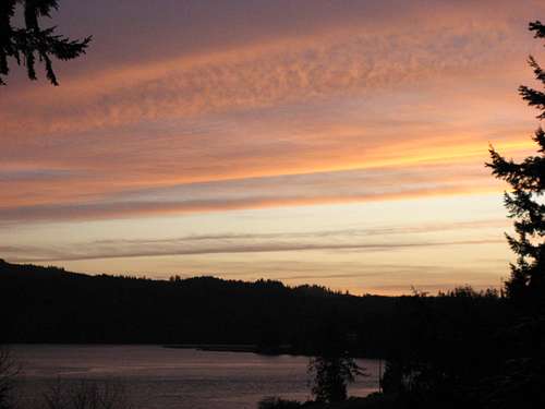Sunset over Yaquina river