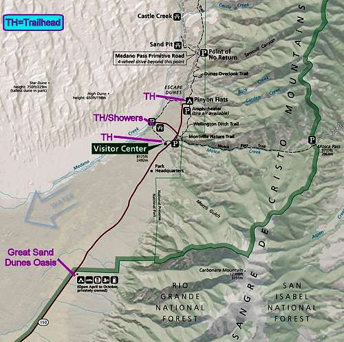 Great Sand Dunes National Park and Preserve NPS Map (Annotated Extract)