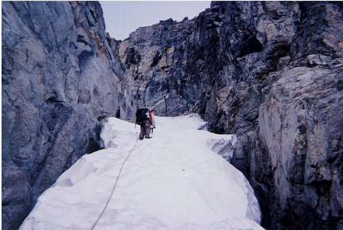 Climbing in the Snow Chute....