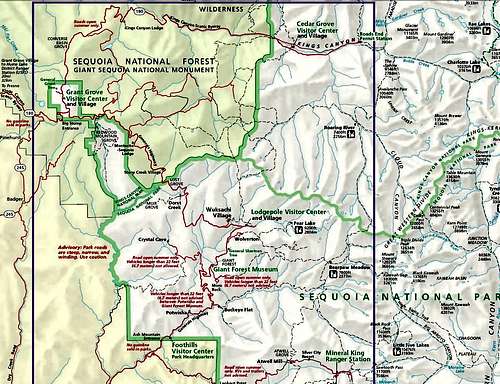 Redwood Canyon, NPS Park Map Extract