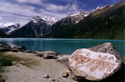 The beautiful Yilong Latsho Lake beneath the Chola massif
