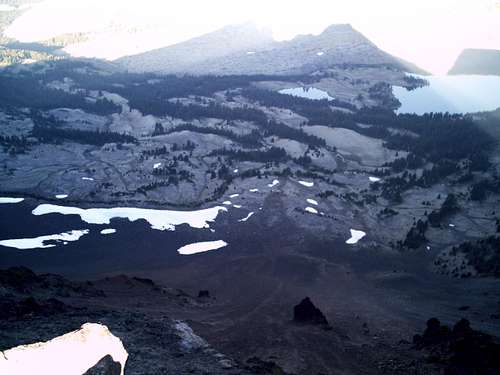 Green lakes from the summit of broken top