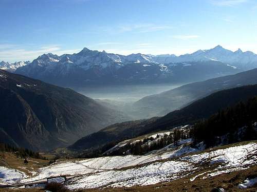 View from Posseil toward Aosta ( in the fog )