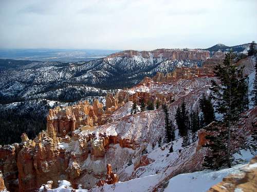 Snow and red rock