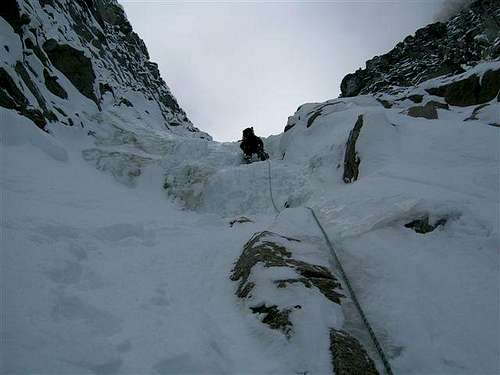 Leading up the couloir