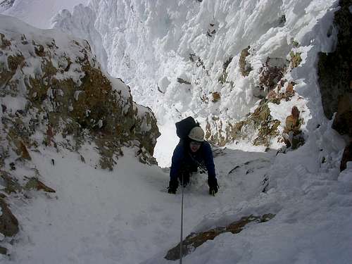 Adam exiting the first couloir