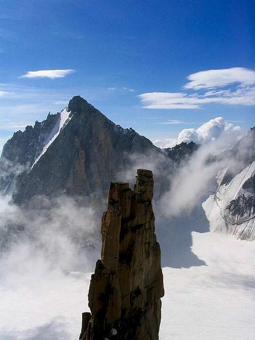 View of the Trident needle from Grand Capucin