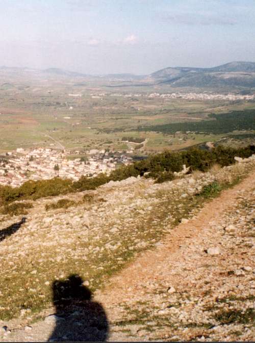 Erythres village and Thivas plateau,photographed from the paragliding centre