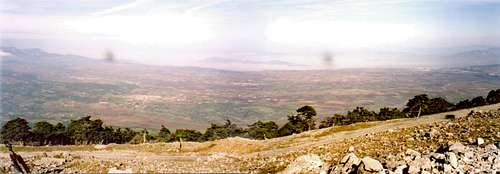 Panoramic view from the peak of the mountain looking N-NE