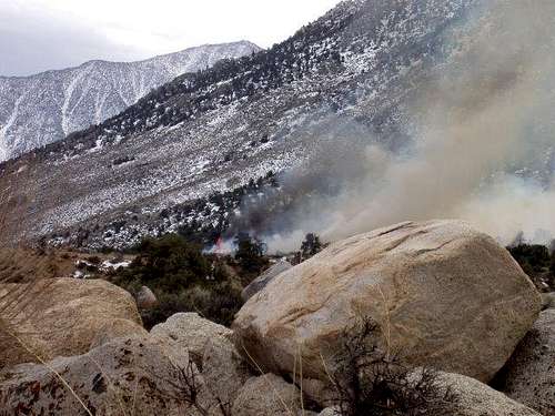 Fire at the base of Mt. Whitney