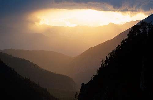 Sunset light on mountains