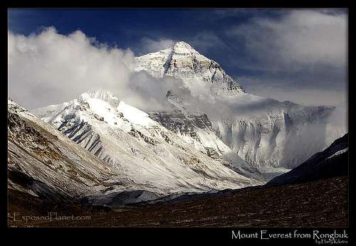 Everest from Rongbuk after snow