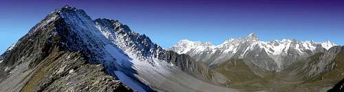 Pano view of Gd. Rochere and Mt. Blanc Group