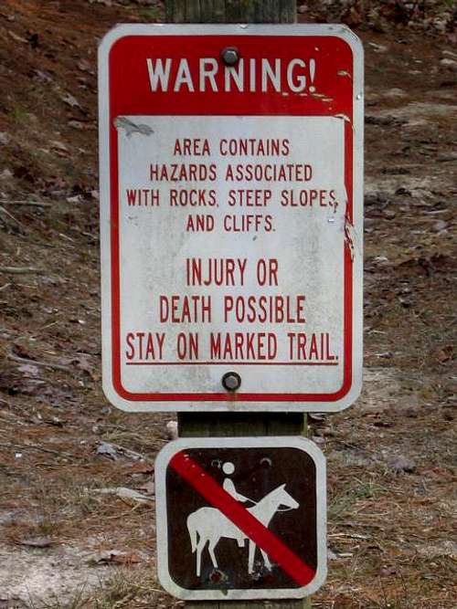 Warning sign at Little River Falls.