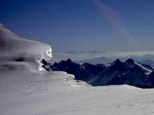 Big crevasses with direction to Bernese Alps