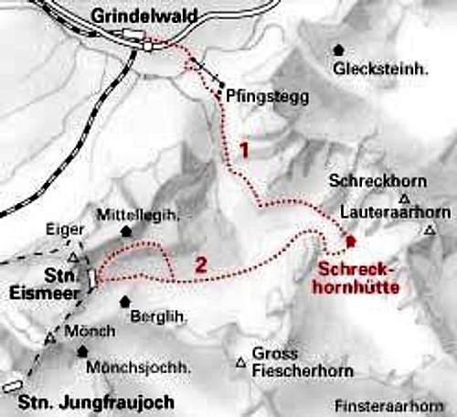 Route to Schreckhorn hut