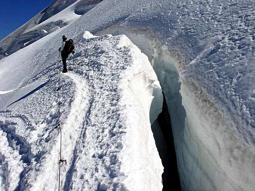 Crevasses on the normal ascent to Allalinhorn